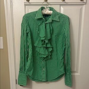 Ralph Lauren green ruffle button down